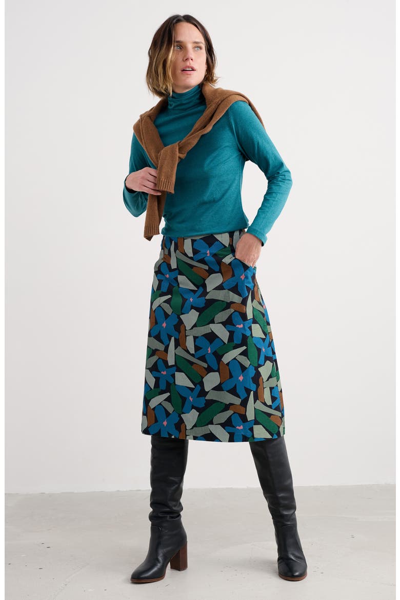 Forest View Organic Cotton Corduroy A-Line Skirt, Alternate, color, ZENNOR FLOWER ONYX