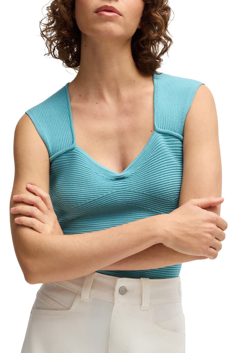 BOSS Orange Fobertino Rib Top, Alternate, color, Bright Blue