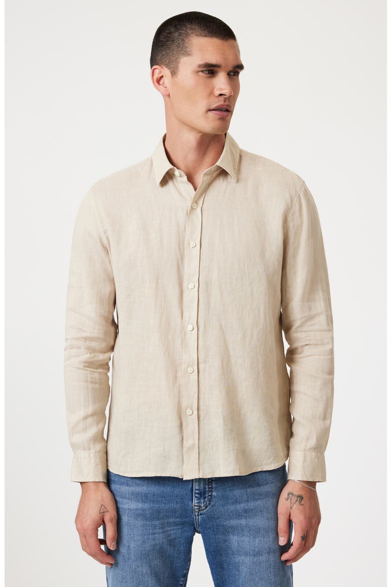 Long Sleeve Linen Button-Up Shirt, Alternate, color, FEATHER GRAY