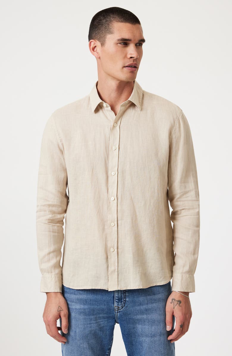 Mavi Jeans Long Sleeve Linen Button-Up Shirt, Alternate, color, Feather