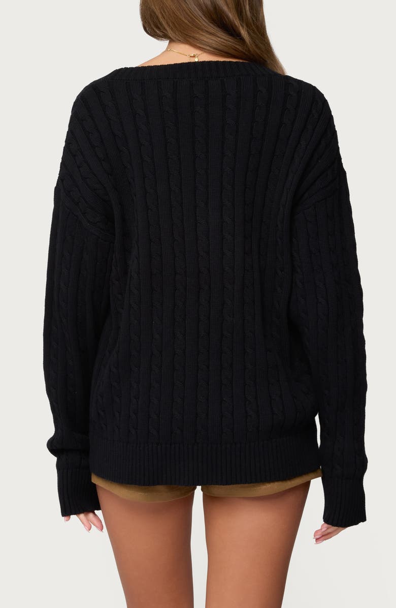 EDIKTED Francine Oversize Cotton Cardigan, Alternate, color, Black