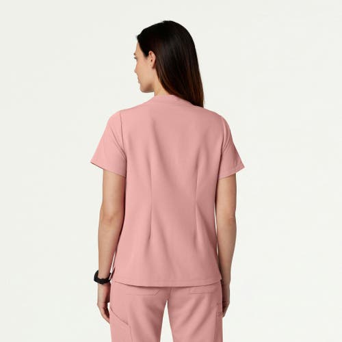 Jaanuu 3-pocket Classic Notched V-neck Scrub Top In Pink