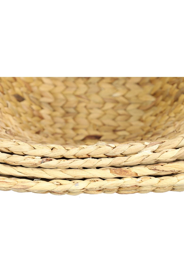 Oval Natural and White Dip-Dyed Water Hyacinth Wicker Storage Baskets with Round Handles - Set of 4, Alternate, color, BROWN