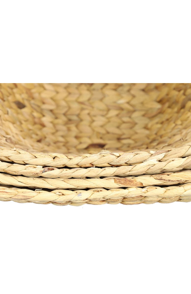 COSMO BY COSMOPOLITAN Oval Natural and White Dip-Dyed Water Hyacinth Wicker Storage Baskets with Round Handles - Set of 4, Alternate, color, Brown