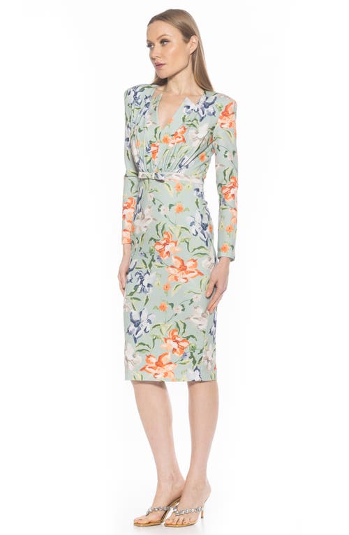 Alexia Admor Arleth V-neck Sheath Dress In Sage Floral