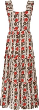The Lulo Project New Sunset Floral Tiered Stretch Cotton Maxi Sundress