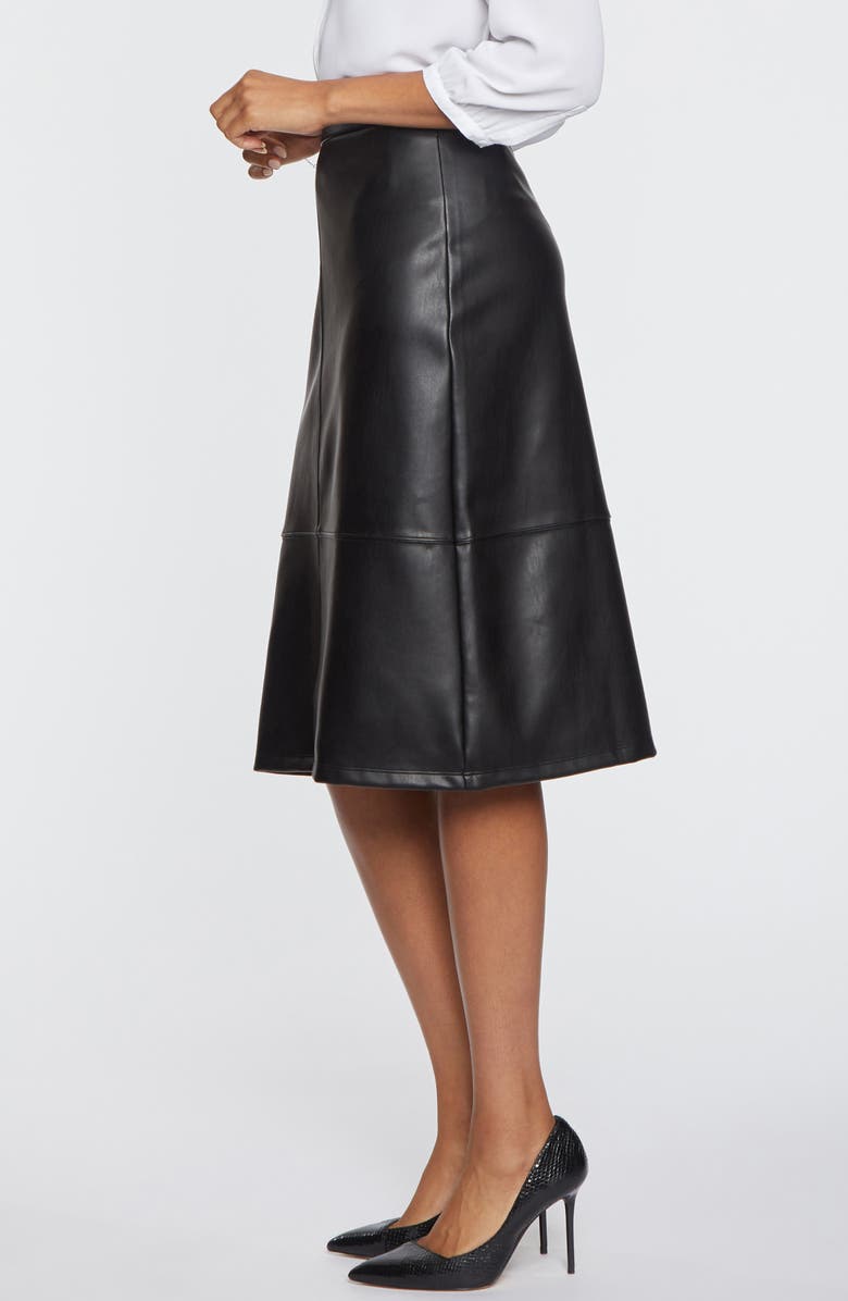 NYDJ Faux Leather A-Line Skirt, Alternate, color, Black