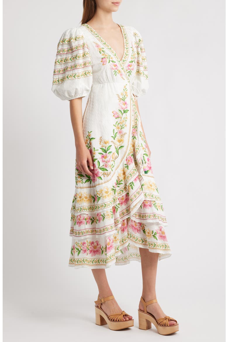 Palm Dream Floral Print Wrap Dress, Alternate, color, OFF-WHITE