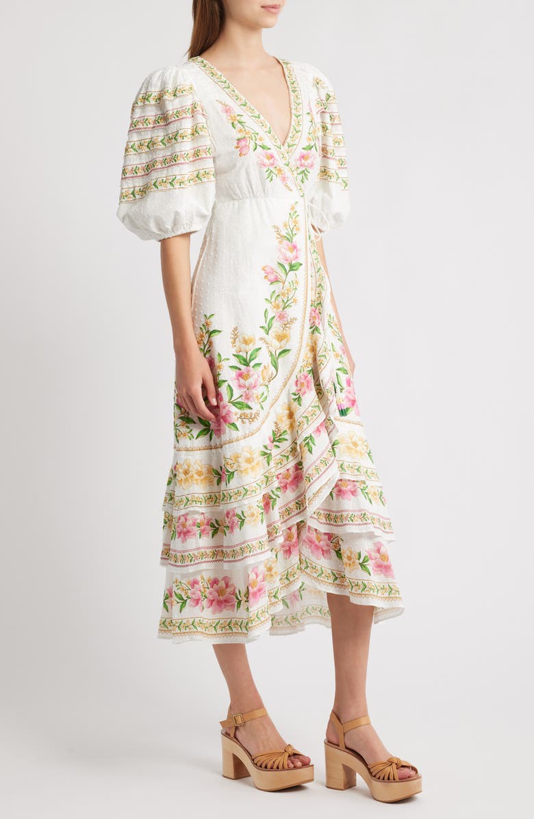 FARM Rio Palm Dream Floral Print Wrap Dress, Alternate, color, 