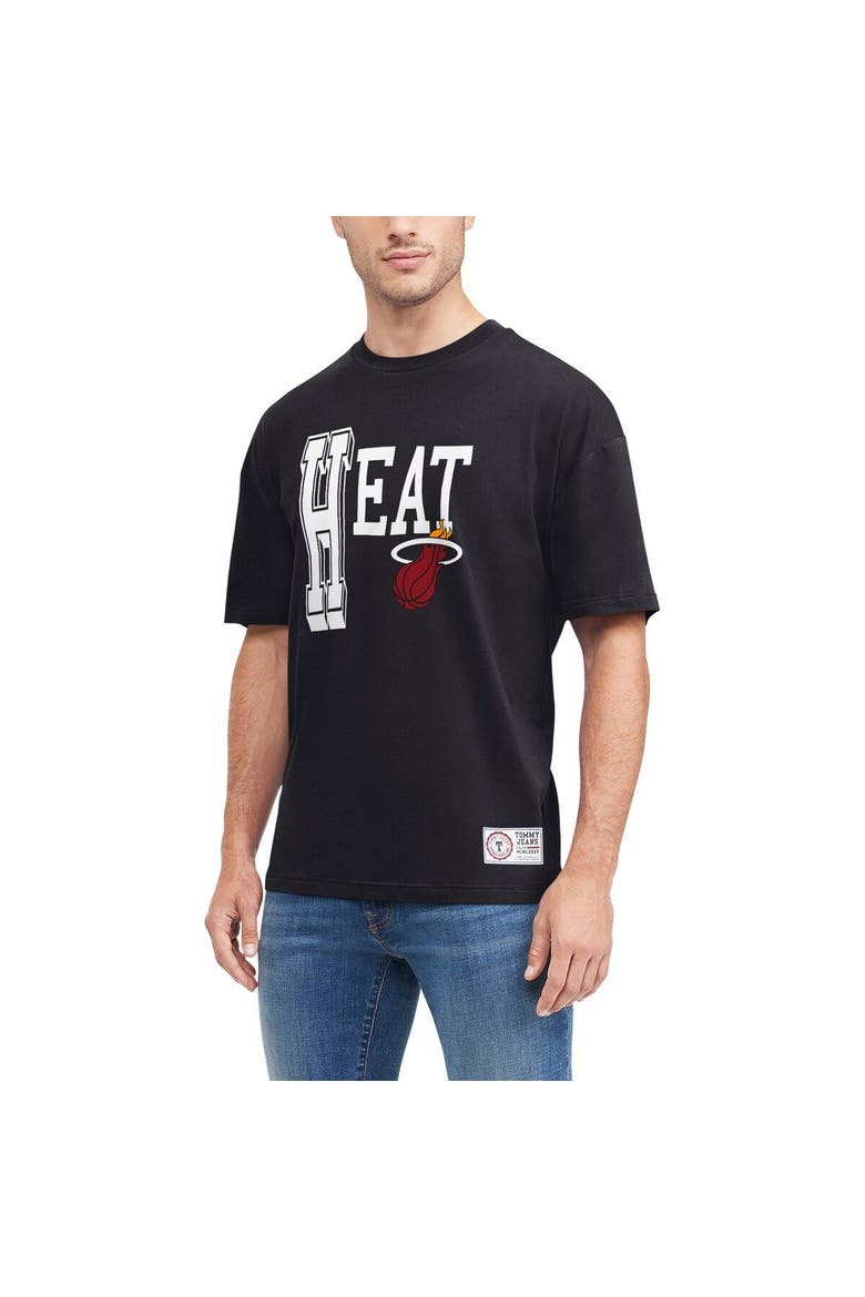 Men's Tommy Jeans Black Miami Heat Mel Varsity T-Shirt, Main, color, Black