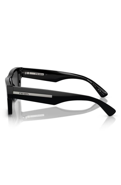 Prada 53mm Rectangular Polarized Sunglasses In Matte Black