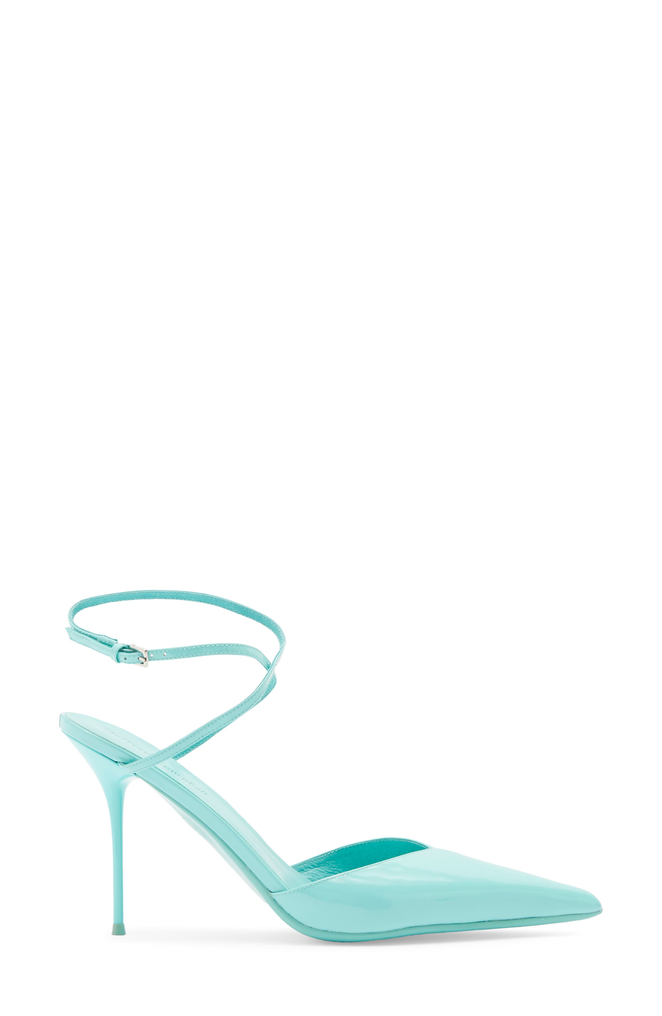 Bordeaux Ankle Strap Pointed Toe Pump, Alternate, color, MINT PATENT