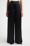 ST. JOHN Maddie Hammered Satin Wide Leg Pants
