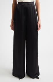 ST. JOHN Maddie Hammered Satin Wide Leg Pants