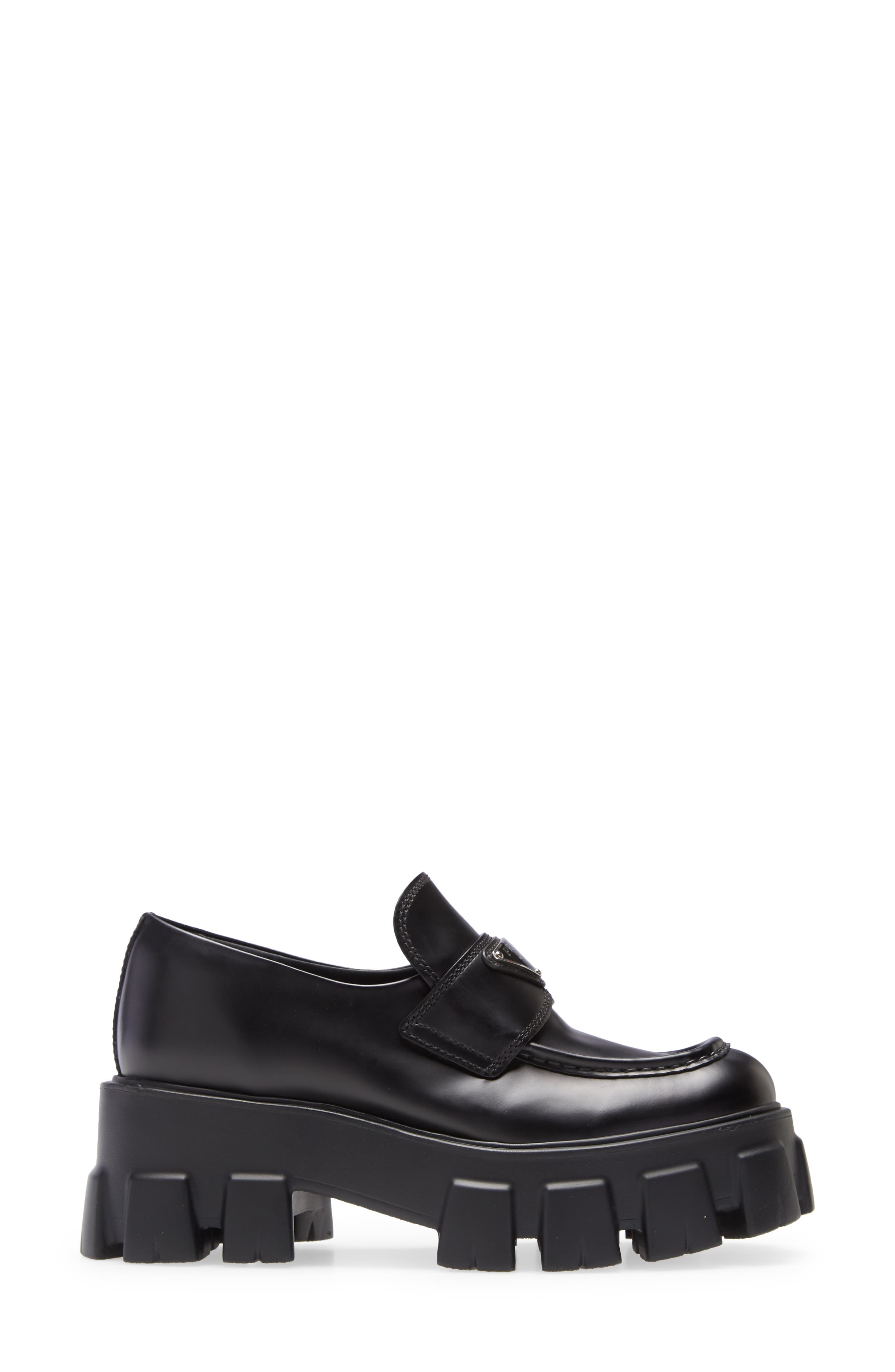 Prada Monolith Lug Sole Loafer, Alternate, color, 