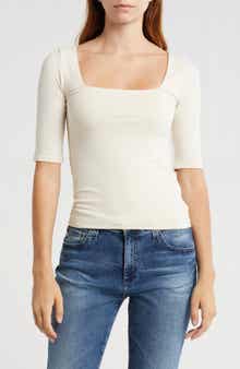 7 For All Mankind Double Layer Scoop Neck Top