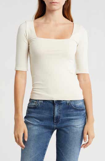 7 For All Mankind Double Layer Scoop Neck Top