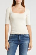 7 For All Mankind Double Layer Scoop Neck Top