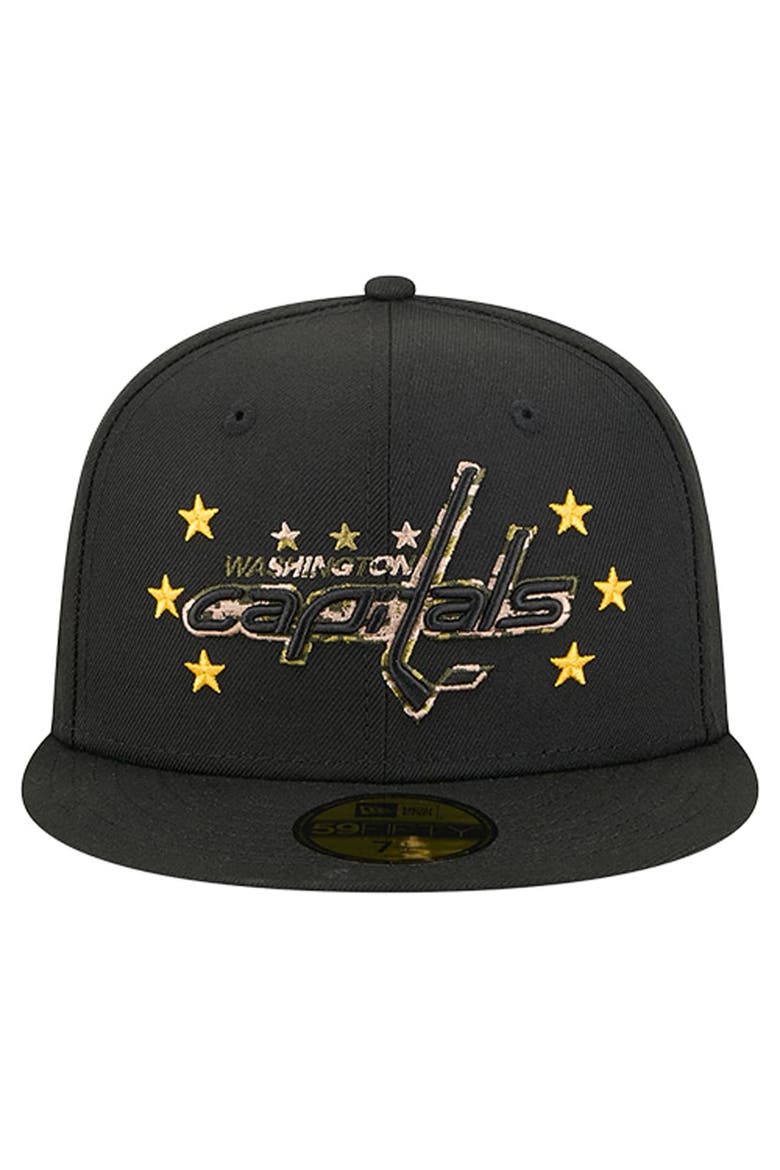 Men's New Era  Black Washington Capitals Military Appreciation Digital Camo Stars 59FIFTY Fitted Hat, Alternate, color, Black