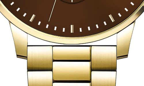 Alfred Sung Dual Time Quartz Bracelet Watch, 42mm In Gold Bracelet Brown Dial