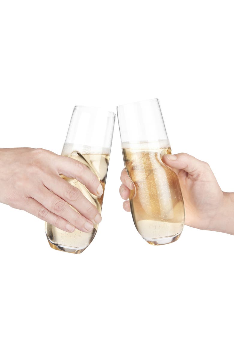 Bubbles Sparkling Wine / Champagne Stemless Glasses - Set of 4, Alternate, color, Clear