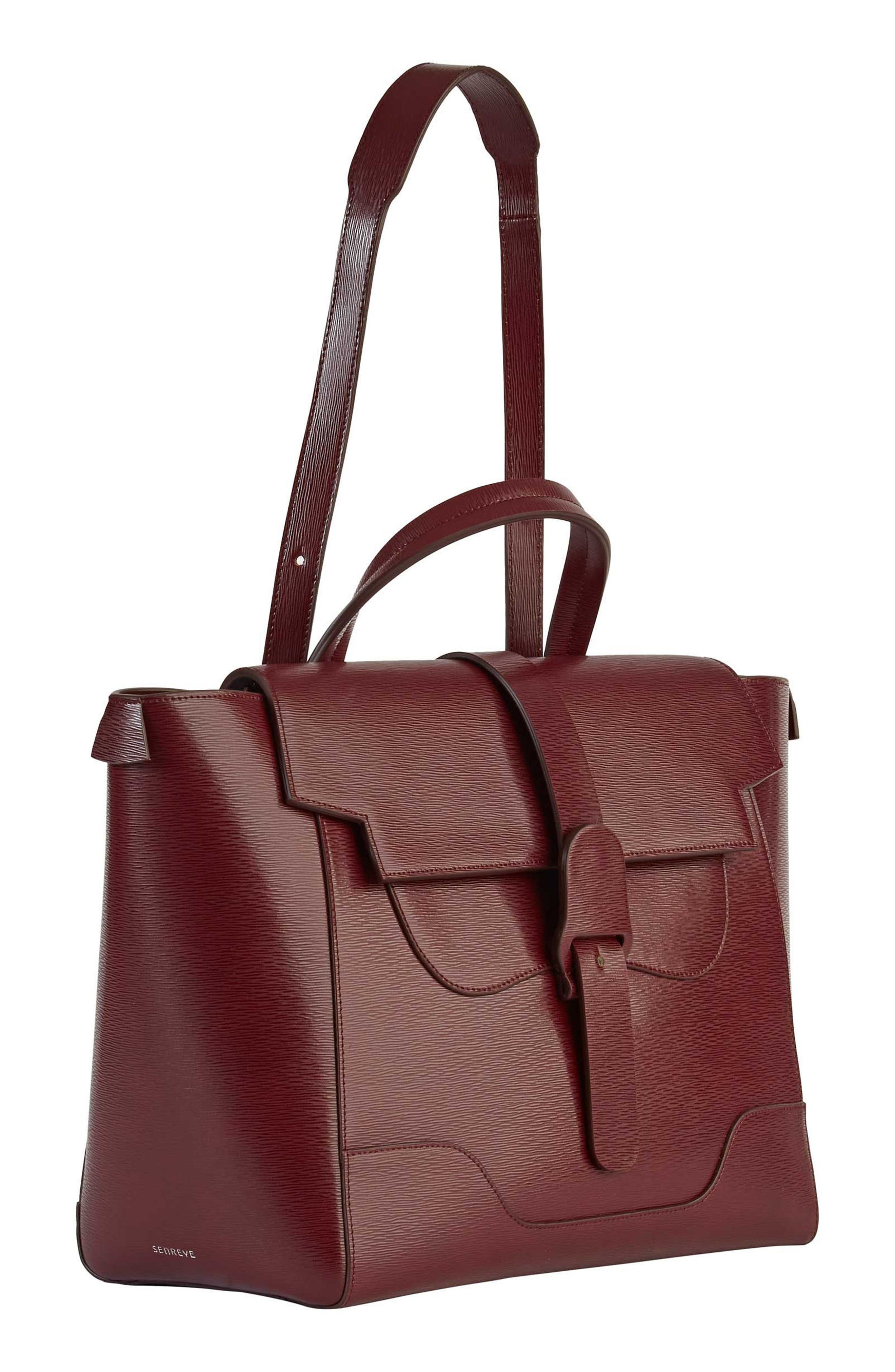 Maestra Textured Leather Satchel, Alternate, color, BORDEAUX