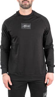 Maceoo Pure Black Cotton Blend Crewneck Sweater