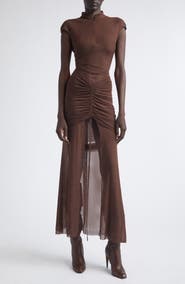 KIM SHUI Anai Ruched Stretch Mesh Dress