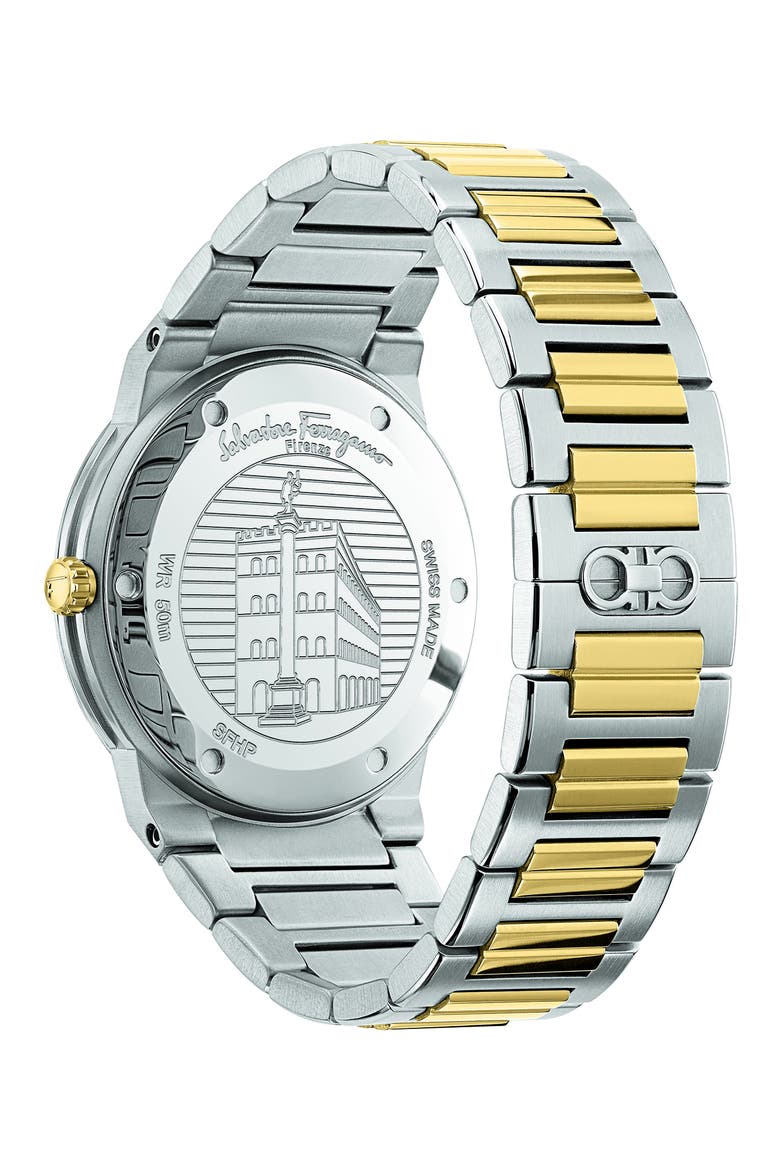 Salvatore Ferragamo Sapphire Bracelet Watch, 41mm, Alternate, color, GOLD/ SILVER/ GOLD