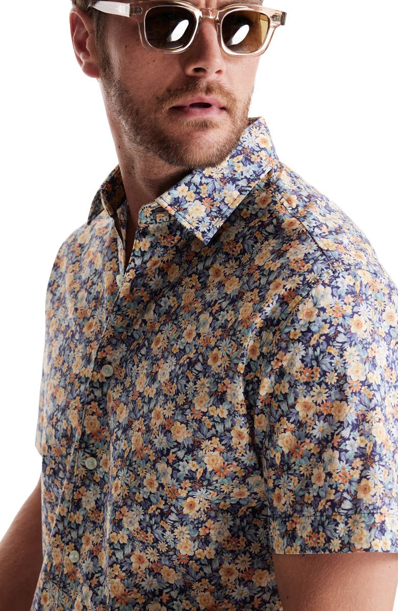 SOFT CLOTH Modern Fit Floral Short Sleeve Cotton Button-Up Shirt, Alternate, color, 