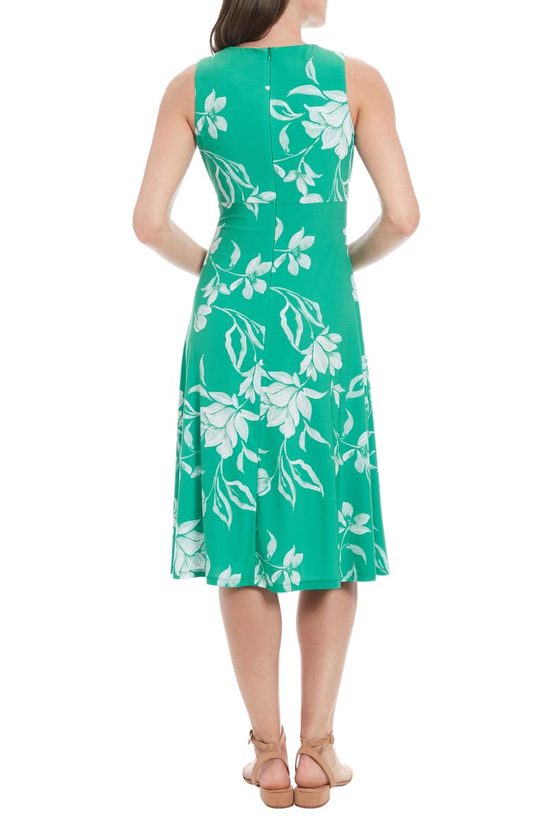Floral Keyhole Midi Dress, Alternate, color, KELLY GREEN/ IVORY