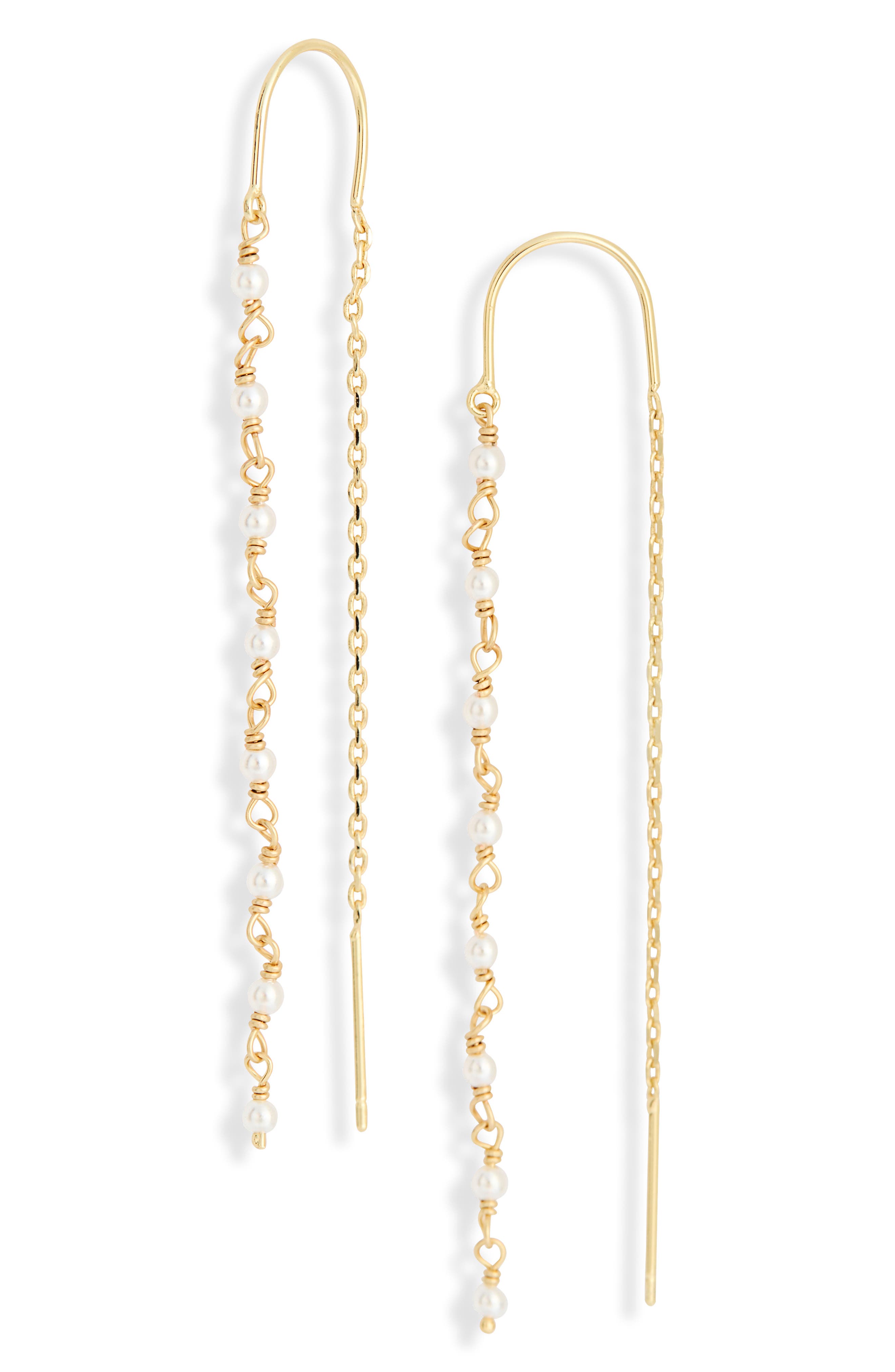 NORDSTROM RACK Demi Fine Faux Pearl Threader Earrings