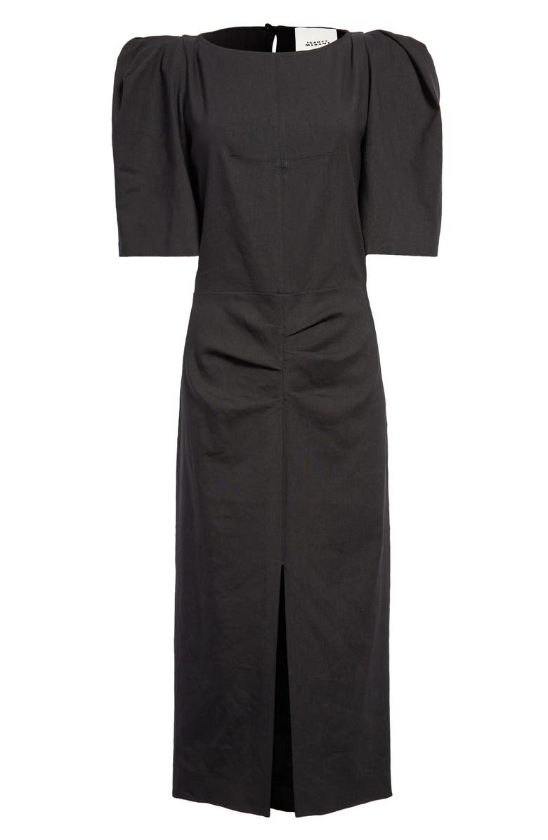 Isabel Marant Flore Pleated Hemp Blend Dress, Alternate, color, 