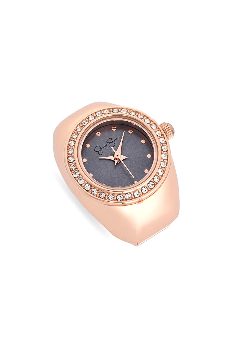Glitter Ring Watch, Main, color, ROSE