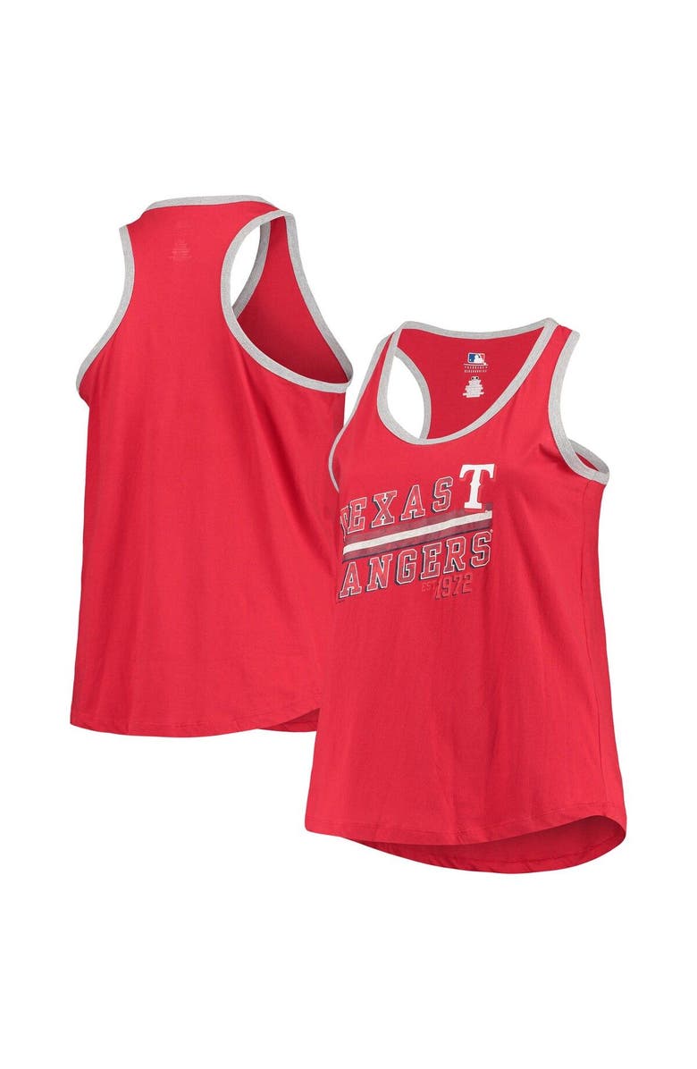 PROFILE Women's Red Texas Rangers Plus Size Ringer Racerback Tank Top, Alternate, color, 
