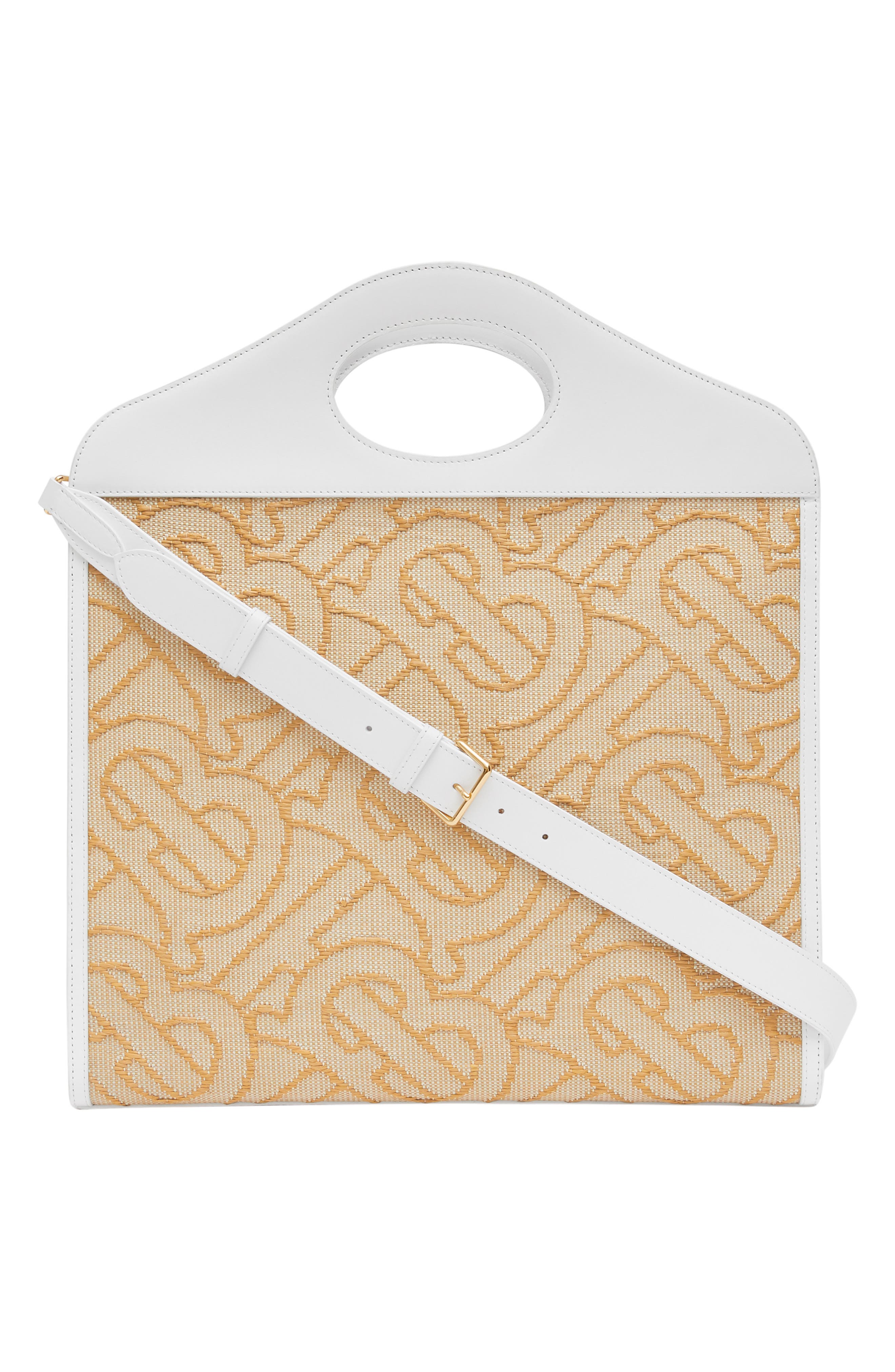 Burberry Medium Woven TB Monogram Canvas & Leather Tote, Alternate, color, 