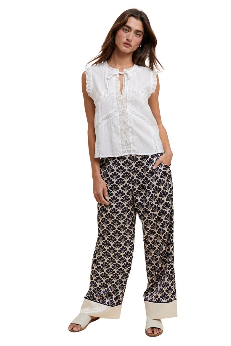 Wide Leg Pants, Alternate, color, ECRU/ BLACK