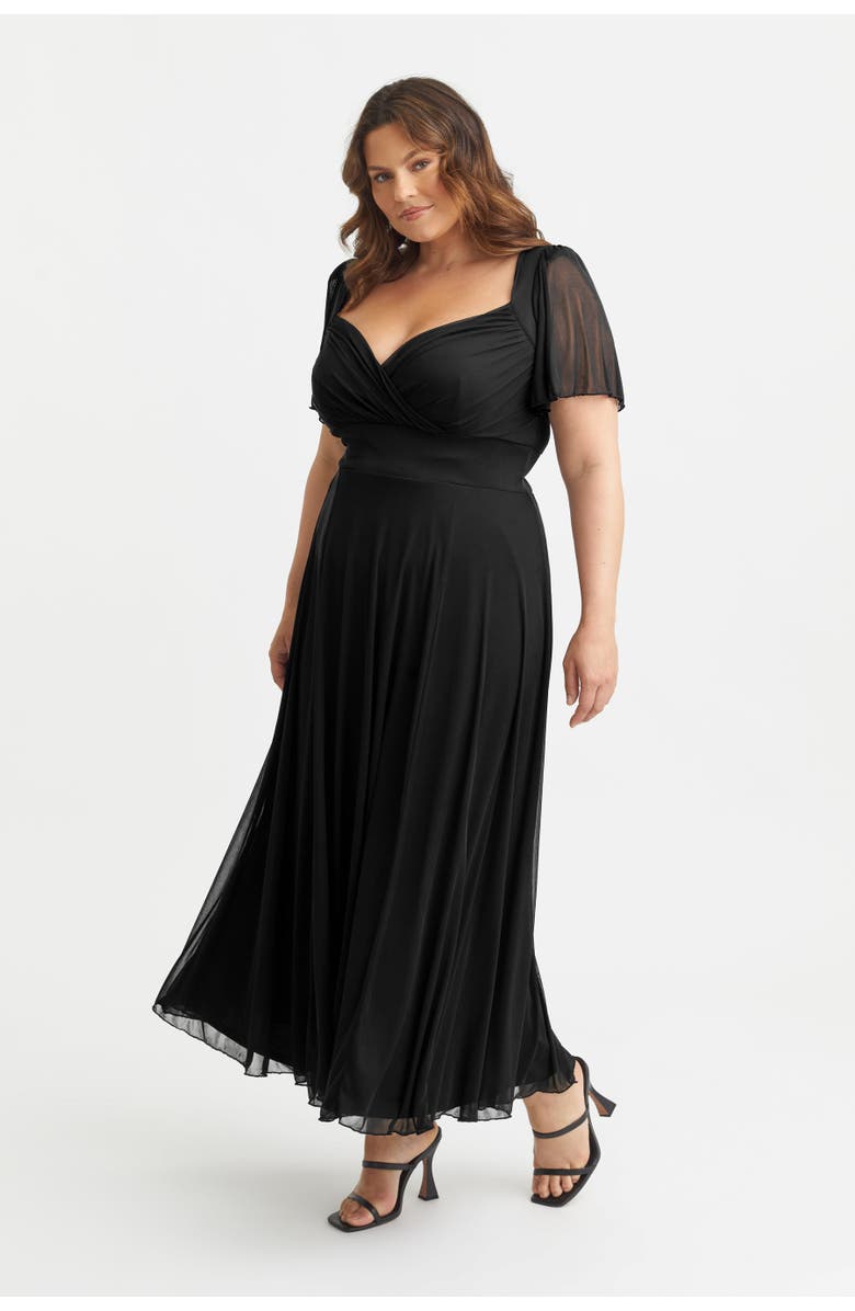 Scarlett & Jo Kemi Solid Bolero Wrap Bodice Maxi Gown, Alternate, color, Solid Black