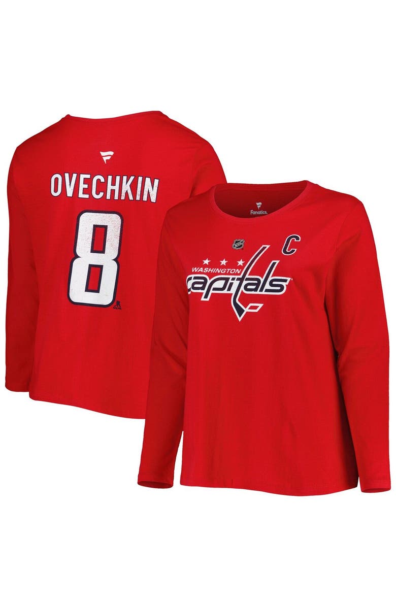 PROFILE Women's Profile Alexander Ovechkin Red Washington Capitals Plus Size Name & Number Long Sleeve T-Shirt, Main, color, Red