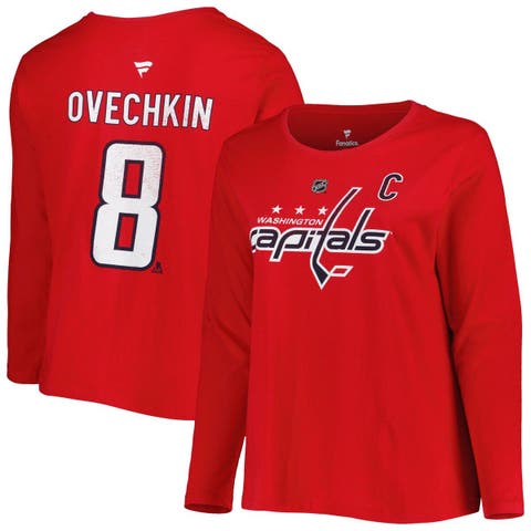 Women's Profile Alexander Ovechkin Red Washington Capitals Plus Size Name & Number Long Sleeve T-Shirt