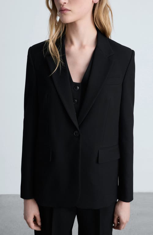 Mango Straight Fit Blazer With Flap Pockets In Black