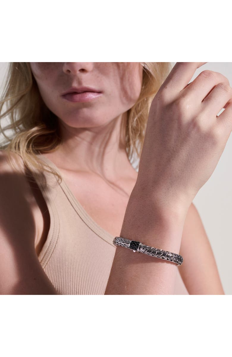 John Hardy ICON BRACELET STERLING SILVER PAVÉ 7.5MM, Alternate, color, Silver/Black Diamonds