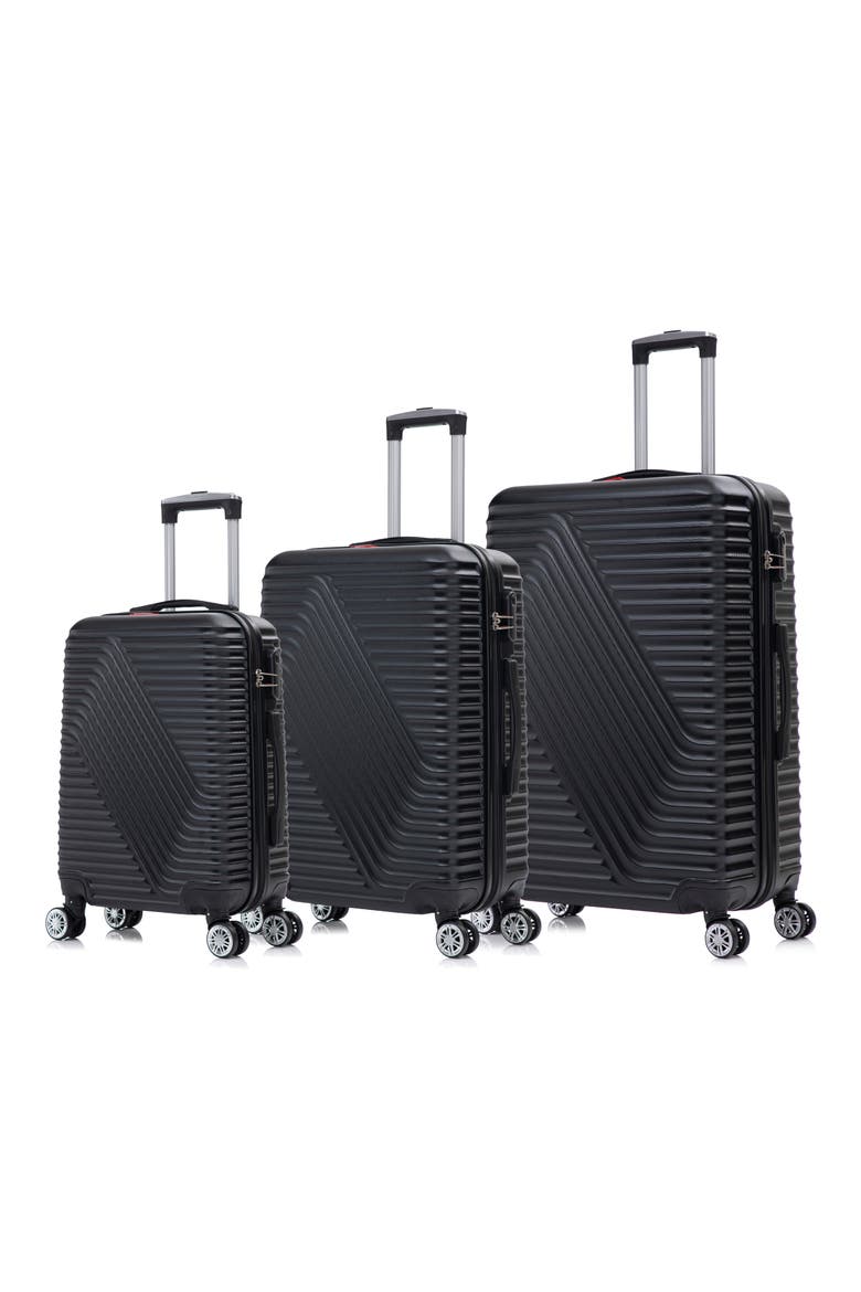 Shellar 3-Piece Hardside Spinner Luggage Set, Main, color, BLACK