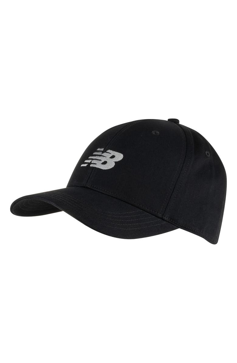 New Balance 6-Panel Structured Adjustable Baseball Cap, Main, color, Black