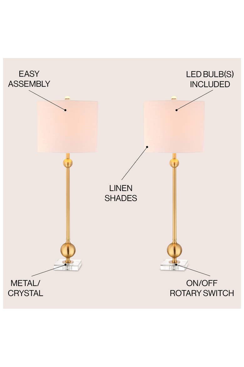 Hollis 34" Metal LED Table Lamp, Brass with Crystal Base, Alternate, color, Brass