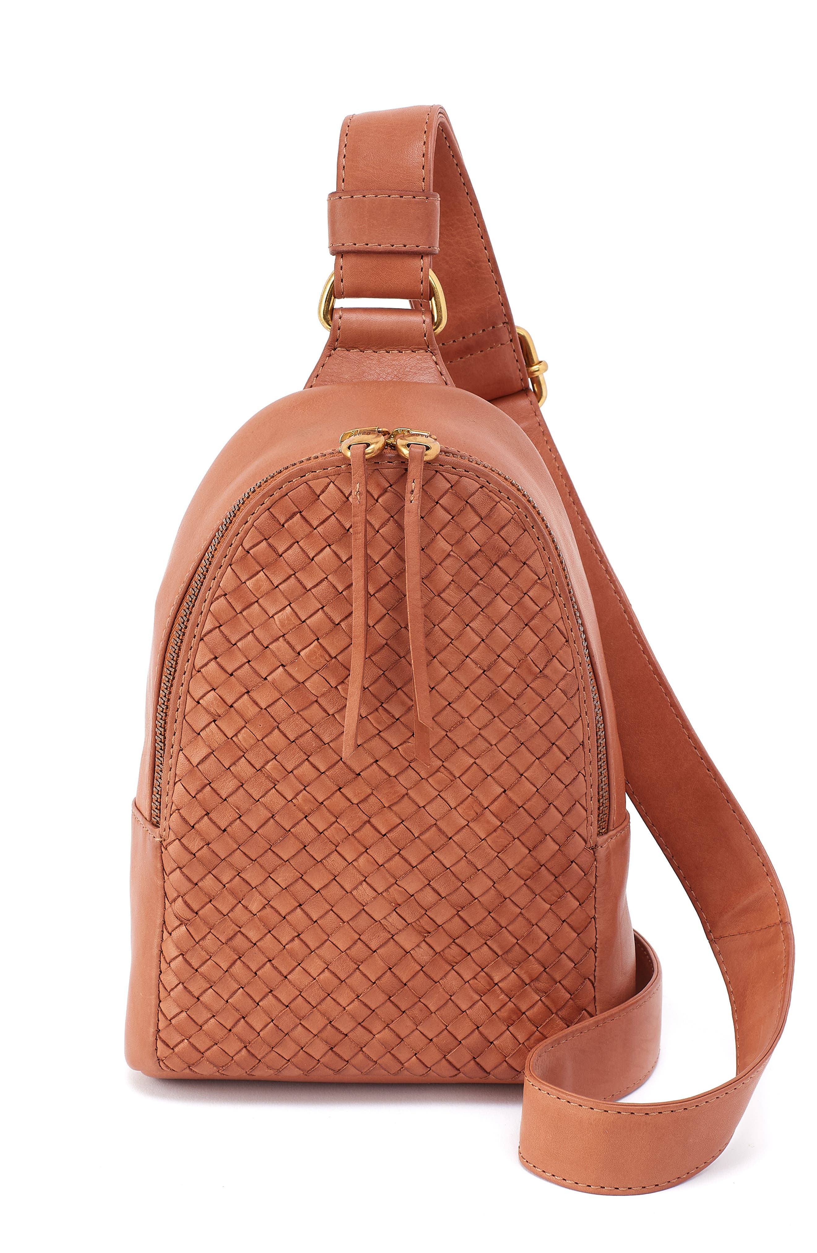 HOBO Fern Woven Leather Sling Bag, Main, color, Harvest Wheat