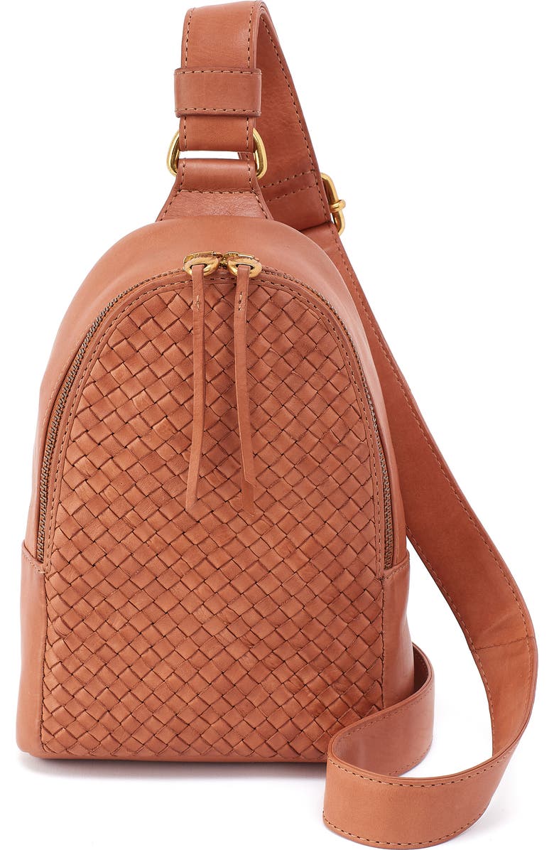 HOBO Fern Woven Leather Sling Bag, Main, color, Harvest Wheat
