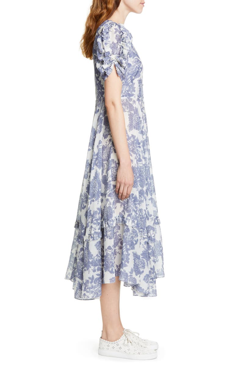 LoveShackFancy Andie Floral Cotton & Silk Midi Dress, Alternate, color, 