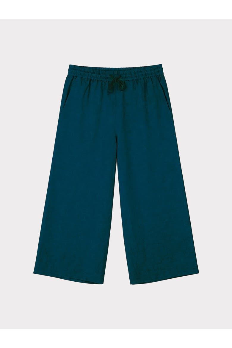 Cropped Wide Leg Linen Blend Trousers, Alternate, color, Marine Navy