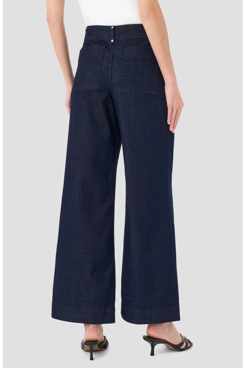 Pintuck High Waist Wide Leg Jeans, Alternate, color, DARK WASH